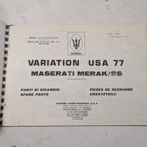 Maserati Merak Spare Parts List Book Manual Catalog #208 Supplement Usa 77 / Ss