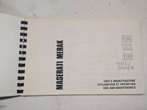 Maserati Merak Use And Maintenance Manual Am 122 / A #210 Owners 1977