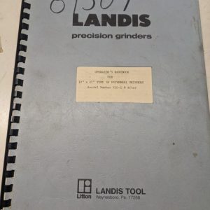 Landis Grinder Operators Handbook Manual 10” X 20” 810-1 1R Universal Type