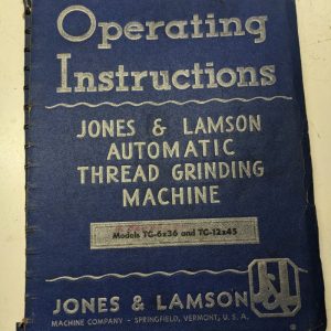 Jones & Lamson Operating Instruction Manual Thread Grinding Tg 6X36 12X45