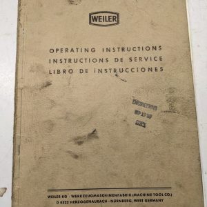 Weiler Precision Capstan Lathes Series Rdu 260 /38 Operating Instructions German