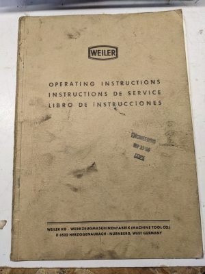Weiler Precision Capstan Lathes Series Rdu 260 /38 Operating Instructions German