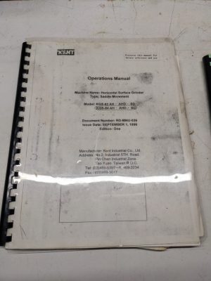 Kent Operations Manual Parts List Book Kgs 63 Ah 84 Sd 1996 Rd-Mnu-036 Grinder