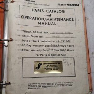Raymond Parts Catalog List Book Operation Maintenance Manual Model 20 Scr 1982