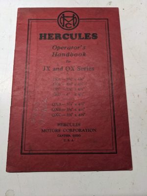 Hercules Operators Handbook Manual Jx Qx Series A B C D Motor 1938 Engine