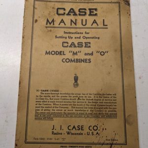 Case Tractor Operators Manual Model M O Combine 1941 Farm Implement