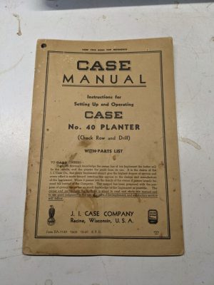 Case Tractor Operators Manual No 40 Planter Parts List 1941 Farm Implement