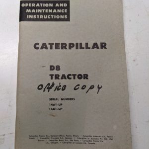 Caterpillar D8 Tractor Operation Maintenance Instruction Manual 1961