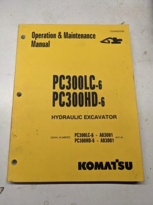 Komatsu Excavator Pc300 Lc Hd -6 1998 Operation Maintenance Manual Book