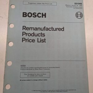 Bosch Remanufactured Products Jobber Price List 221046 1986 Alternator Starter