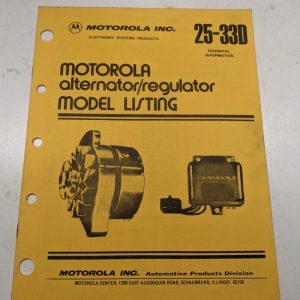 Motorola Automotive Products Alternators & Regulators Model Listing Manual 1979