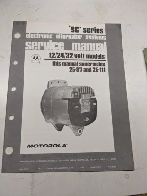 Motorola Automotive Service Repair Manual Book Alternator Series Sc 25-121 1976