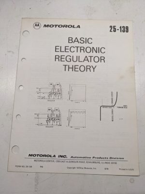 Motorola Automotive Basic Electronic Regulator Theory 25-139 1979 Manual Booklet