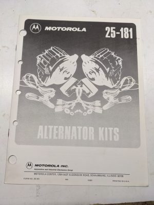 Motorola Automotive Alternator Kits Catalog Booklet Manual 25-181 1981