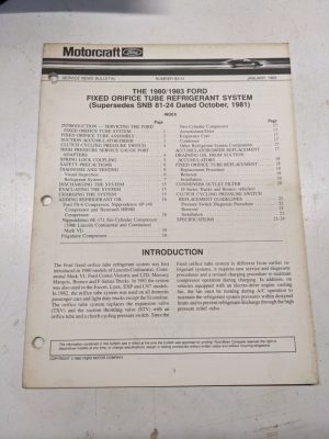 Motorcraft 1980 1983 Ford Fixed Orifice Tube Refrigerant System 1982 Bulletin