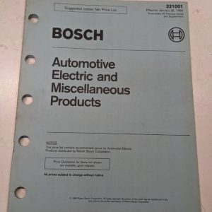 Bosch Jobber Price List Automotive Products 221007 1986 Shop List Book