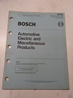 Bosch Jobber Price List Automotive Products 221007 1986 Shop List Book