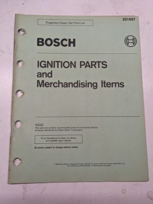 Bosch Jobber Net Price List 221057 1986 Shop Ignition Parts Merchandising Items