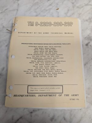 1976 Technical Service Manual Tm 9-2320-209-20P Repair Parts List Catalog Book