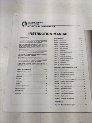 Scherr-Tumico 30” Optical Comparator Series 22-2500 Instruction Part List Manual