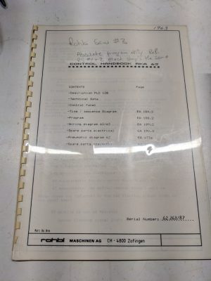 Ch-4800 Rohbi Control Handbook Rka 62 1987 Service Manual Part List Book Plc 128
