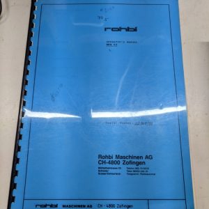 Rohbi Ch-4800 Rka 62 1988 Maintenance Book Saw Operator Manual