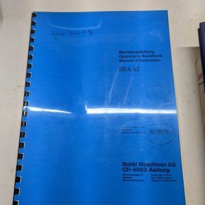 Rohbi Ch-4663 Rka 62 1984 Service Manual Shop Book Saw Operator Handbook