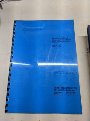 Rohbi Ch-4663 Rka 62 1984 Service Manual Shop Book Saw Operator Handbook