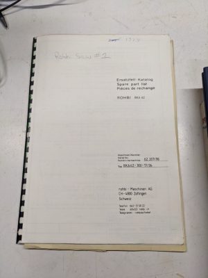 Rohbi Ch-4800 Rka 62 1987 Saw Manual Spare Part List Book