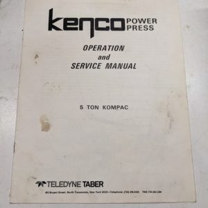 Kenco 5 Ton Kompac Teledyne 5K Power Press Operation Service Manual
