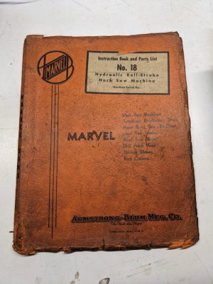 Marvel No 18 Hack Saw Instruction Manual Parts List Book Maintenance Service