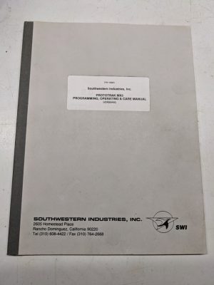 Southwestern Mx3 Swi Prototrak Programming Operation Care Manual Shop Book