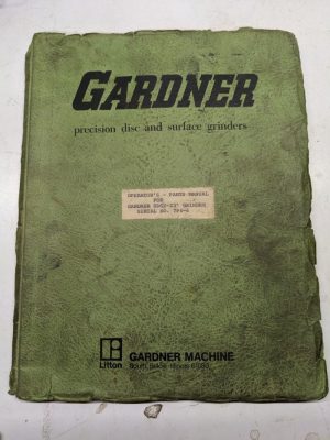 Gardner Surface Grinder Sdg2-23” Parts Manual Operators Handbook List Book