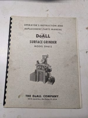 Doall Dh612 Surface Grinder Parts List Book Manual Operator Instruction 1961