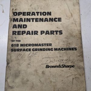 Brown & Sharpe 618 Micromaster Repair Parts List Manual Operator Maintenance
