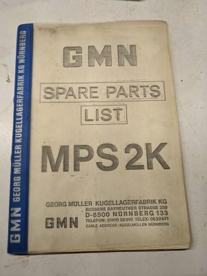 Gmn Muller 1982 Grinding Machine Mps2K Spare Parts List Manual Shop Book