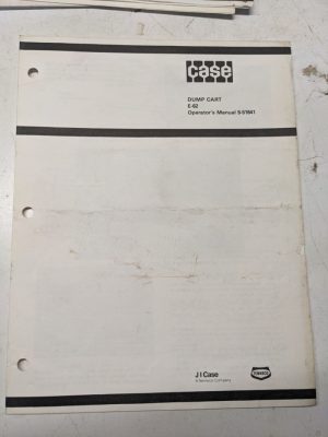 J I Case Dump Cart E-62 9-51641 Tractor Operators Manual Maintenance