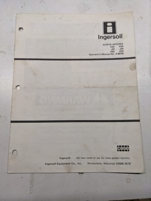 Ingersoll Lawn Case Tractor Sleeve Hitches K J H 22 24 9-99726 Operators Manual