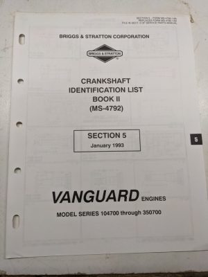 Briggs Stratton Manual Engine Crankshaft Identification List Vanguard 104700-350