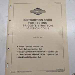 Briggs & Strattor Instruction Book For Testing Ignition Coils 1981 Engine Manual