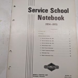 Briggs & Strattor Service School Notebook 1974-1975 Ms-6466-104 Engine Manual