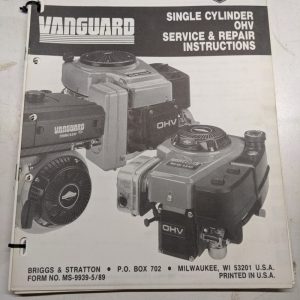 Briggs & Stratton Repair Service Manual Engine Overhaul Vanguard Single Ohv 1989