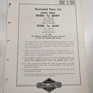 Briggs & Stratton Illustrated Engine Repair Parts List Book Manual 80100 81100