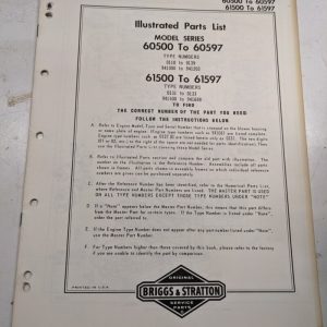 Briggs & Stratton Illustrated Engine Repair Parts List Book Manual 60500 61500