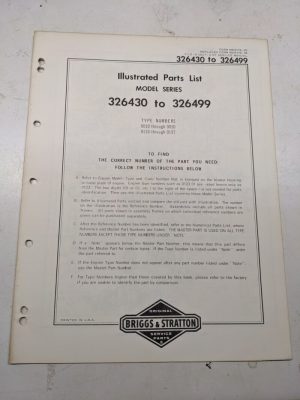 Briggs & Stratton Illustrated Engine Repair Parts List Book Manual 326430–326499