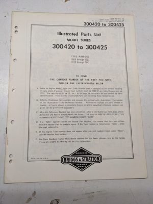Briggs & Stratton Illustrated Engine Repair Parts List Book Manual 300420-300425