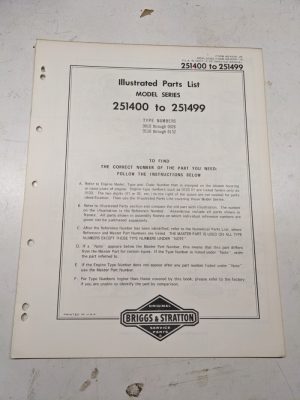 Briggs & Stratton Illustrated Engine Repair Parts List Book Manual 251400-251499