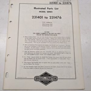 Briggs & Stratton Illustrated Engine Repair Parts List Book Manual 231401-231476