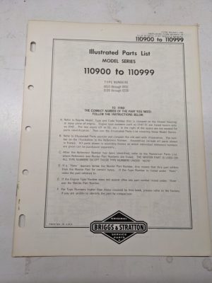 Briggs & Stratton Illustrated Engine Repair Parts List Book Manual 110900-110999