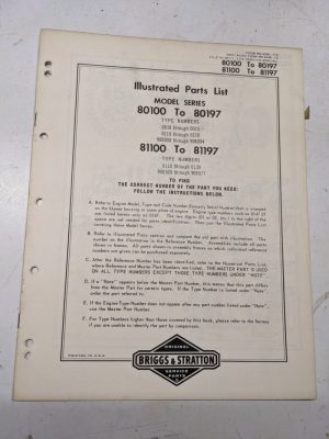 Briggs & Stratton Illustrated Engine Repair Parts List Book Manual 80100 81100
